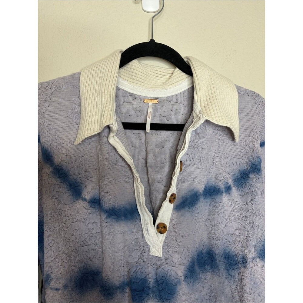 Free People Sunrise Polo Henley Pullover Sweater Size Small - Picture 2 of 5